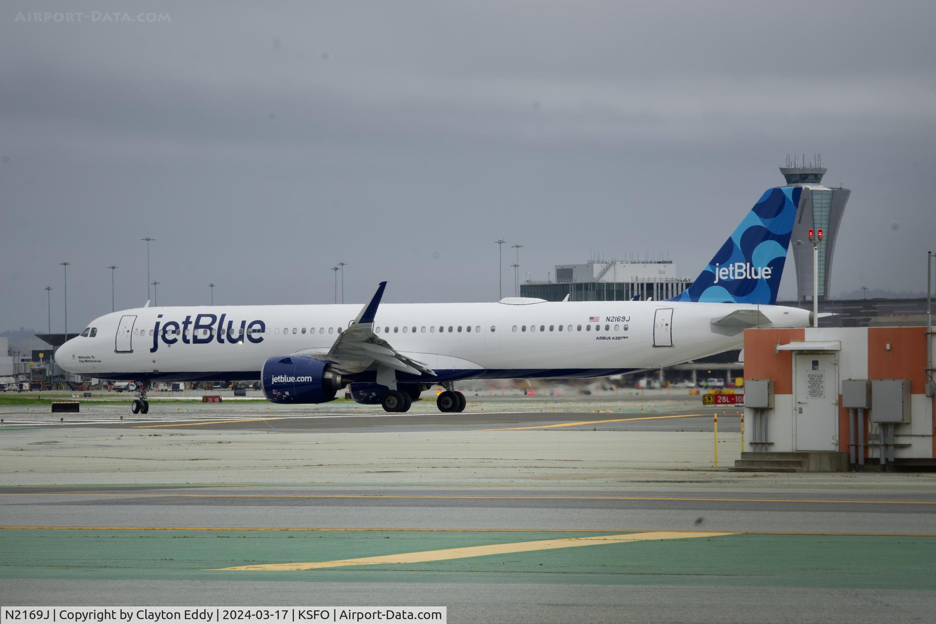 N2169J, 2024 Airbus A321-271NX (NEO) C/N 11695, Runway 10 SFO 2024.