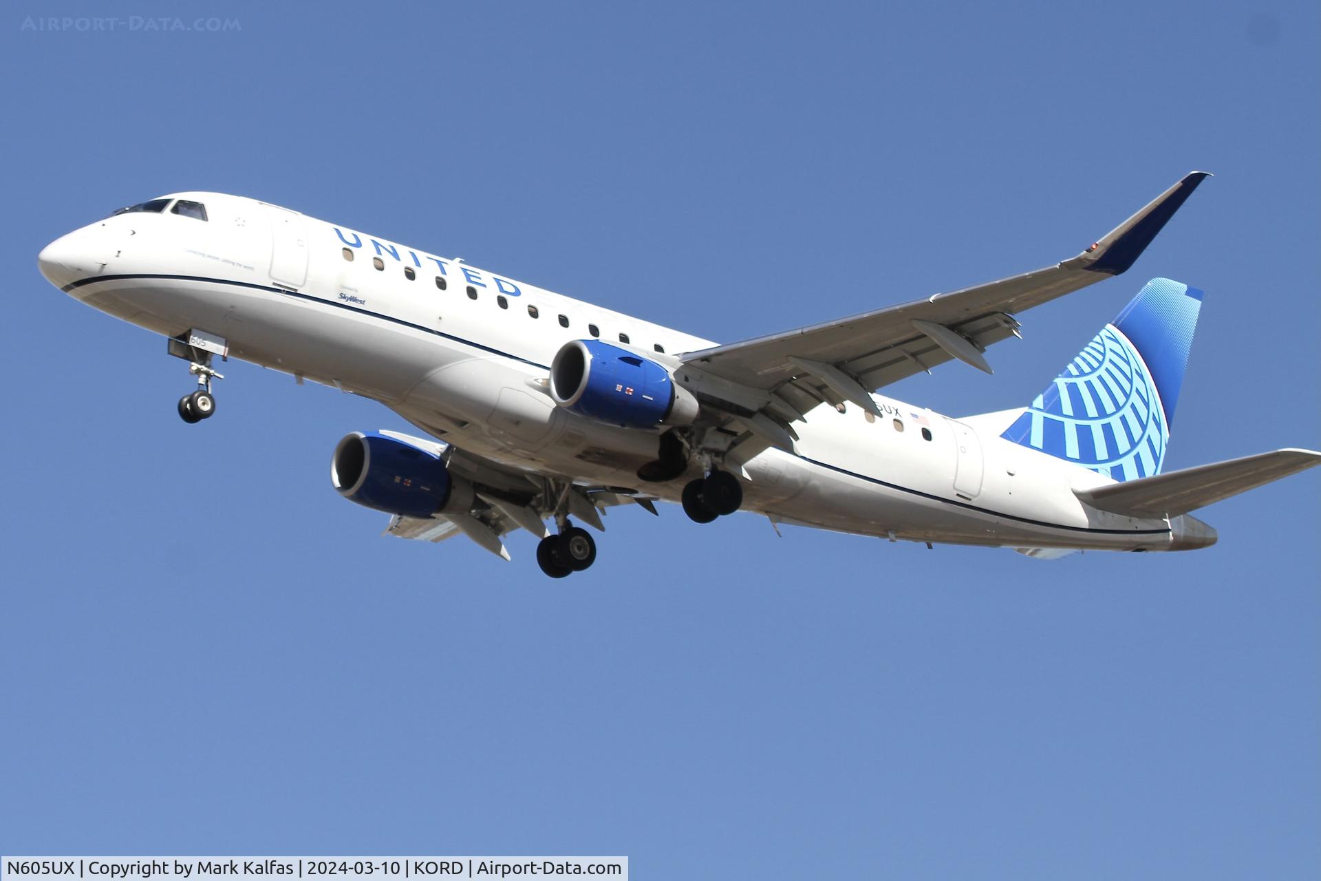 N605UX, 2019 Embraer 175LR (ERJ-170-200LR) C/N 17000802, E75L SkyWest United Express Embraer 175LR N605UX SKW5334  IND-ORD