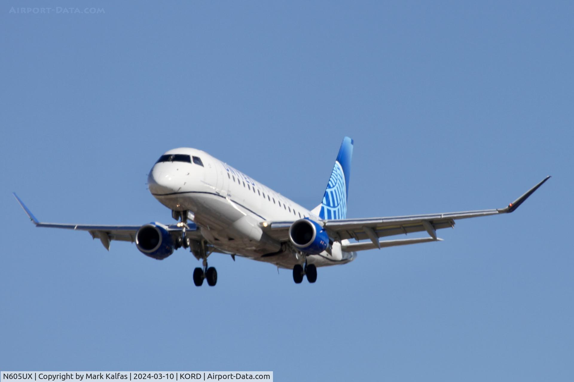N605UX, 2019 Embraer 175LR (ERJ-170-200LR) C/N 17000802, E75L SkyWest United Express Embraer 175LR N605UX SKW5334  IND-ORD
