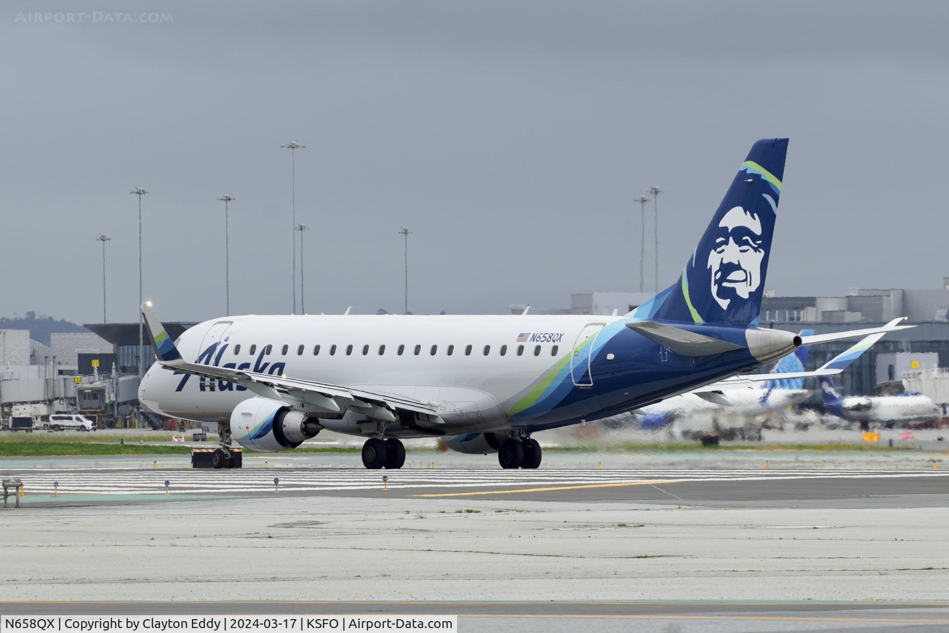 N658QX, 2023 Embraer ERJ-170/175-200LR C/N 17000945, Runway 10 SFO 2024.