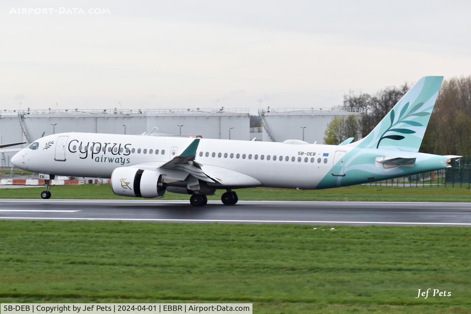 5B-DEB, 2023 Airbus A220-371 C/N 55208, Landing at Brussels Airport rwy 25L.