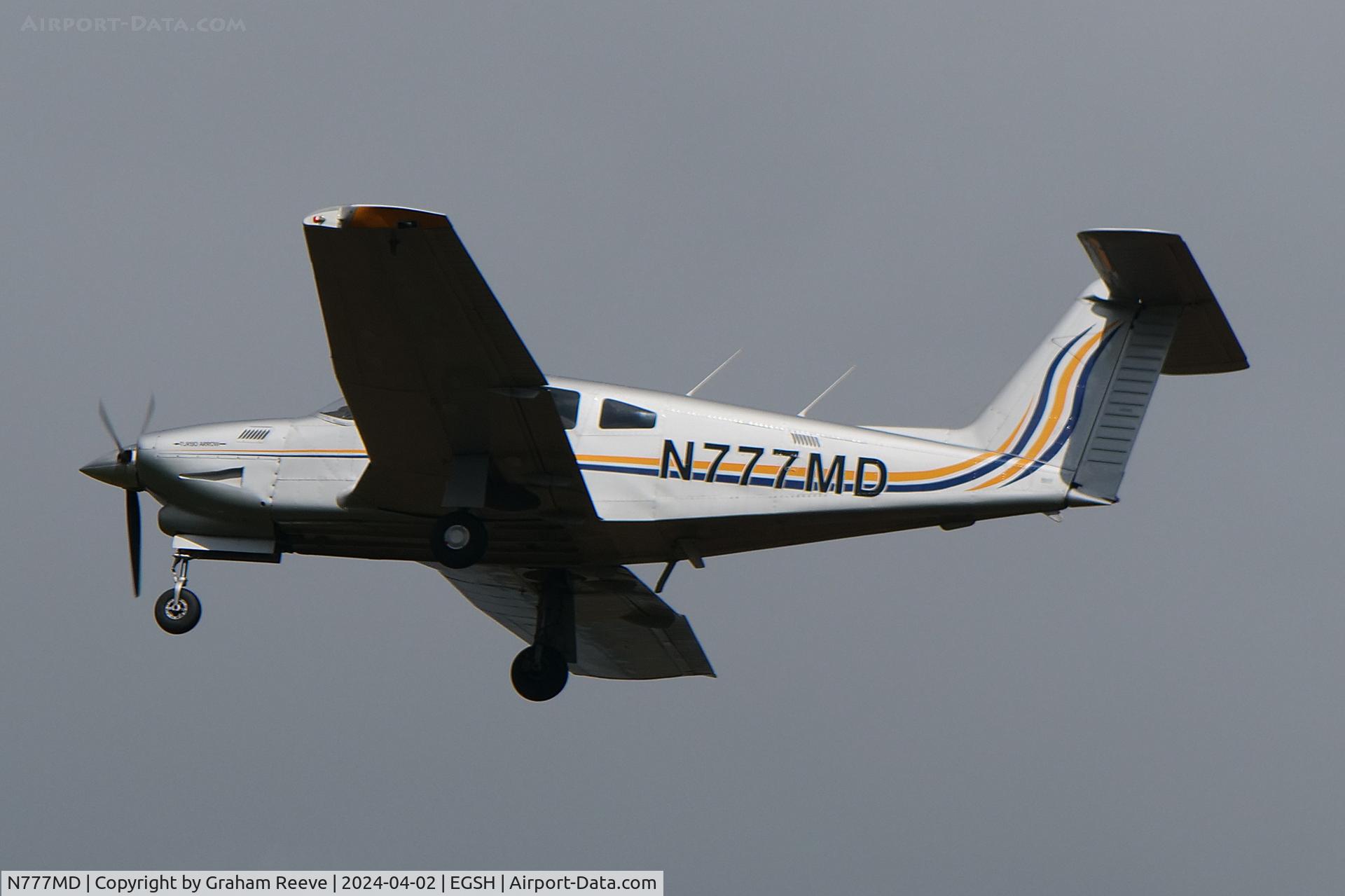N777MD, 1981 Piper PA-28RT-201T Turbo Arrow IV Arrow IV C/N 28R-8131117, In the circuit at Norwich.