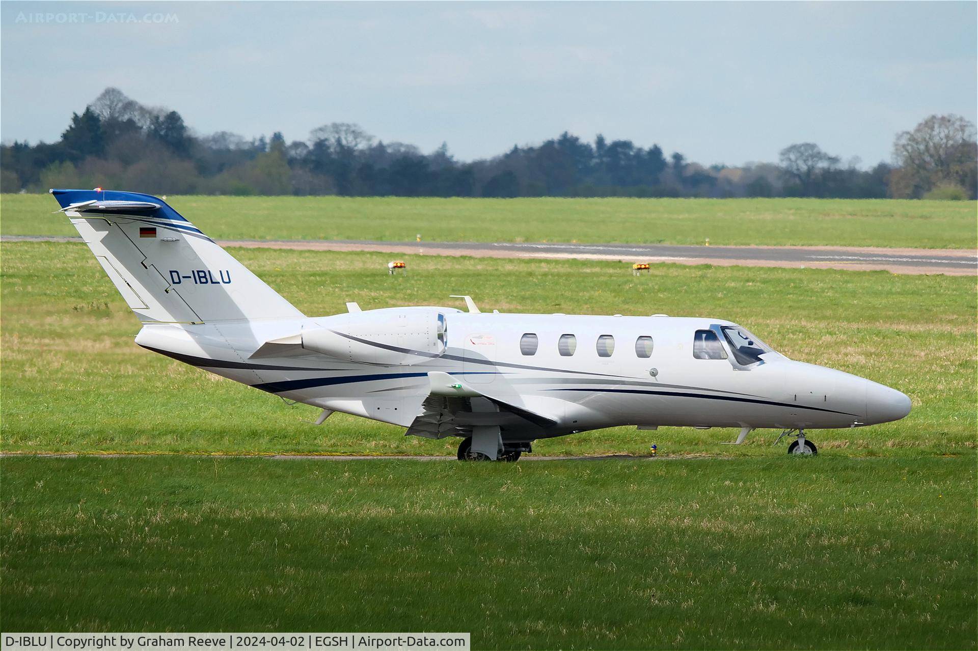 D-IBLU, 2021 Cessna 525 CitationJet M2 C/N 525-1103, Departing from Norwich.