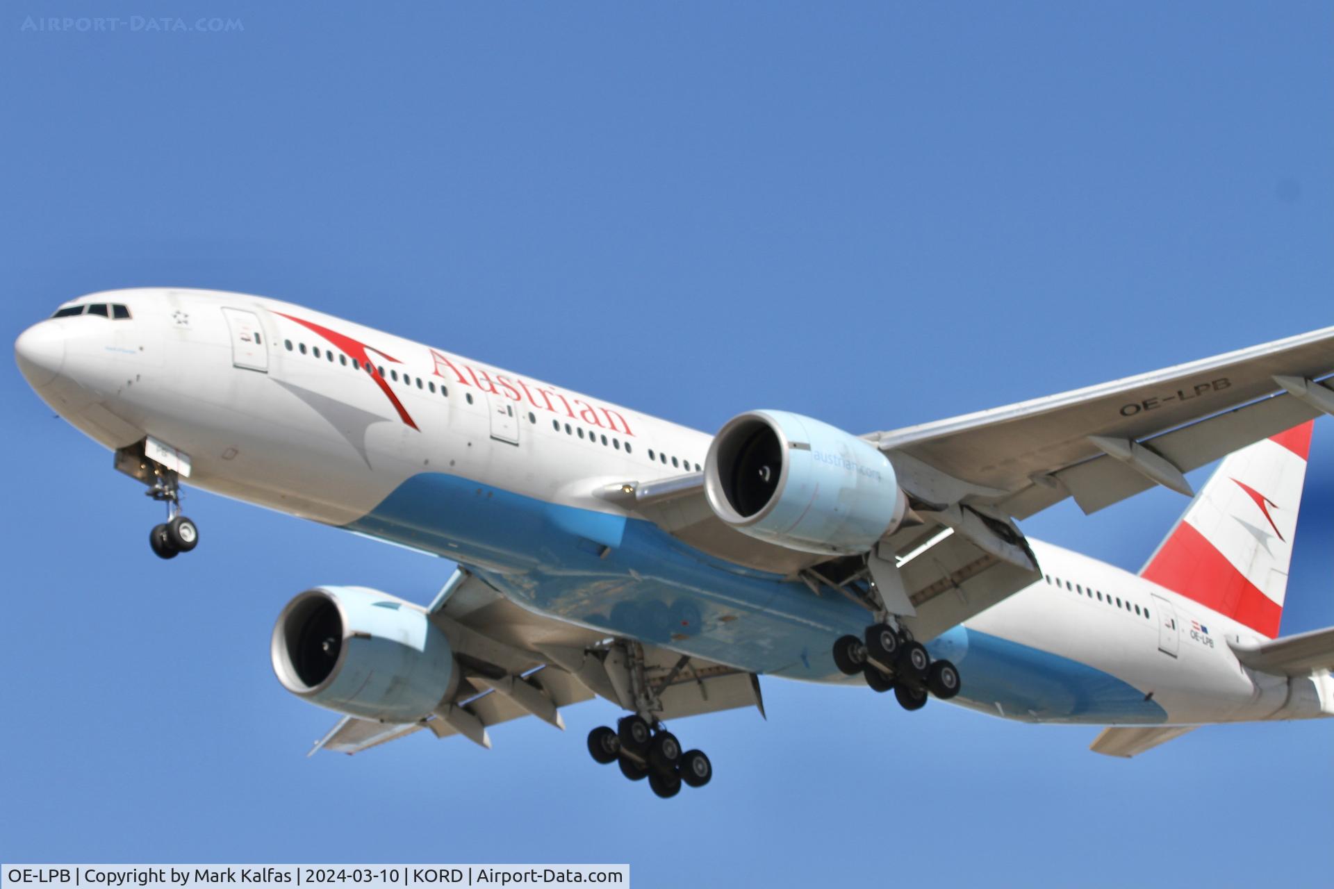 OE-LPB, 1998 Boeing 777-2Z9/ER C/N 28699, B772 Austrian Airlines Boeing 777-2Z9/ER OE-LPB AUA65 LOWW-KORD