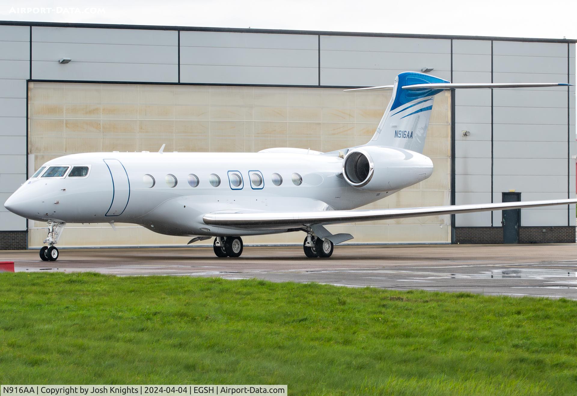 N916AA, 2022 Gulfstream GVI (G650ER) C/N 6505, Arriving From London Stansted.