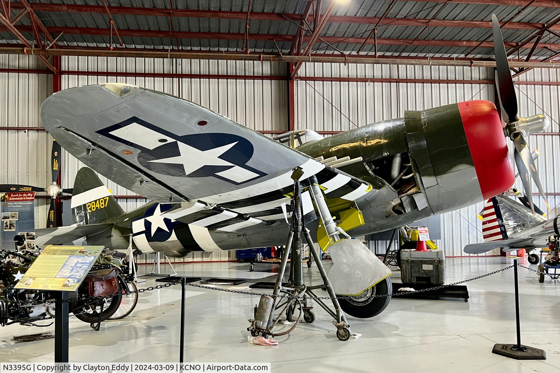 N3395G, 1942 Republic P-47G-15-CU Thunderbolt C/N 42-25254, Planes of Fame Chino airport in California 2024.