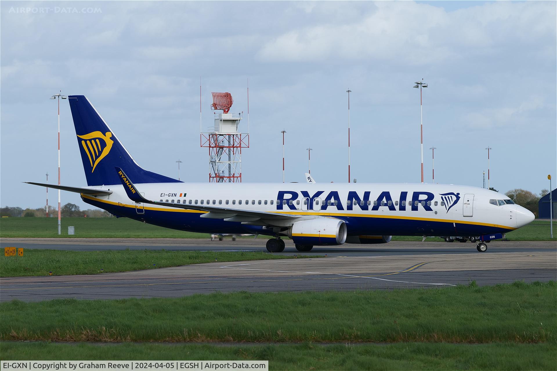 EI-GXN, 2018 Boeing 737-800 C/N 44856, Just landed at Norwich.