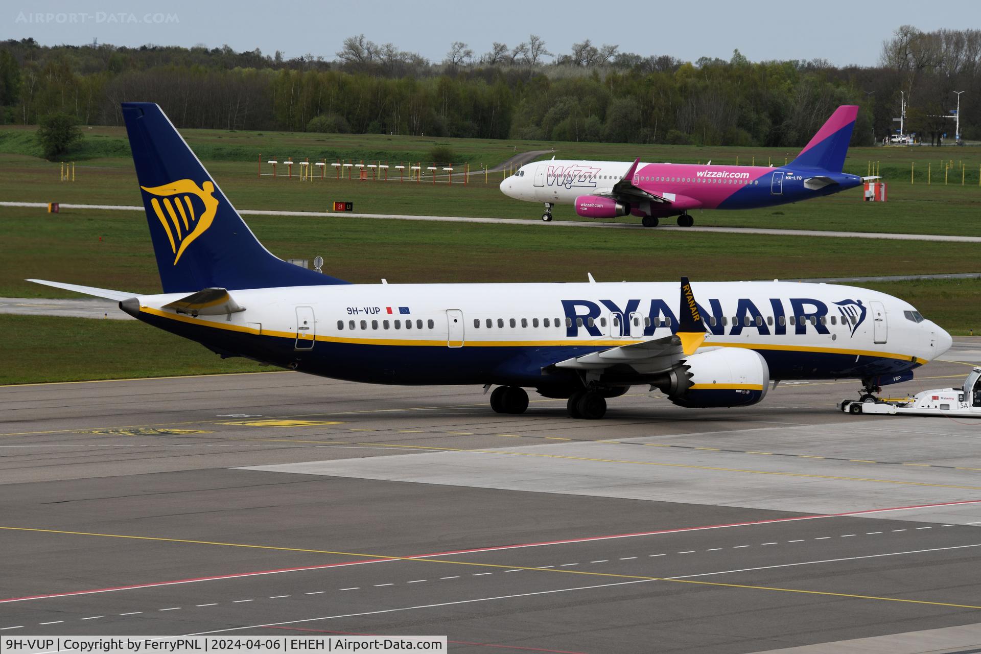 9H-VUP, 2021 Boeing 737-8-200 MAX C/N 62334, Ryanair B738M pushed-back.