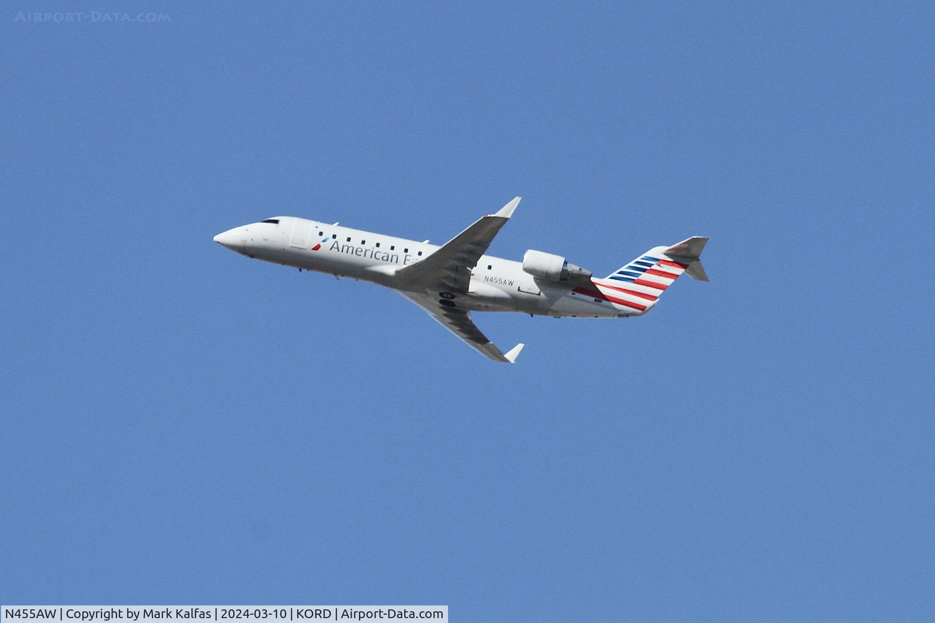 N455AW, 2003 Bombardier CRJ-200LR (CL-600-2B19) C/N 7848, CRJ2 Air Wisconsin/ American Eagle BOMBARDIER INC CL-600-2B19 N455AW AWI6080 ORD-FSD