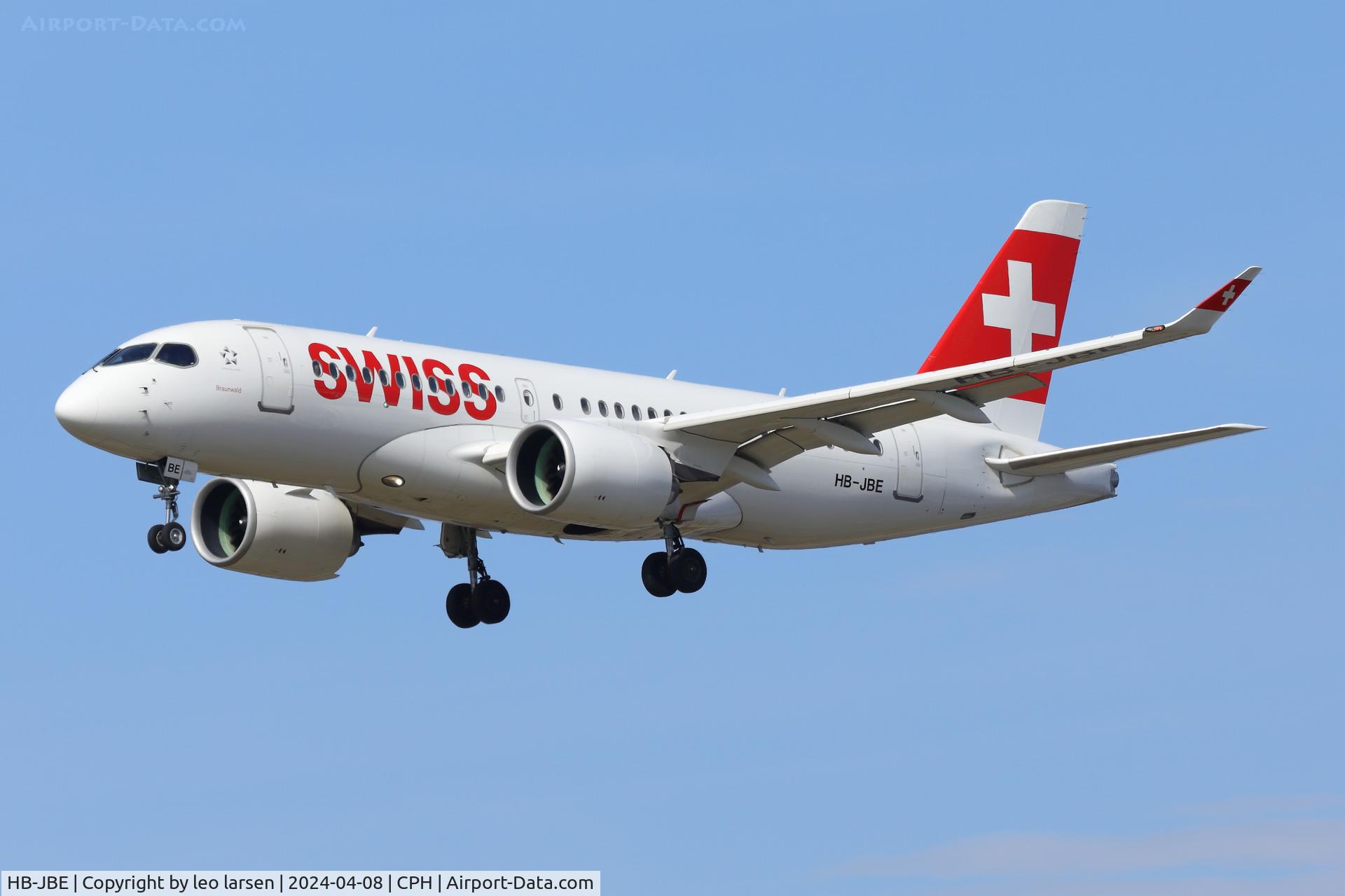 HB-JBE, 2016 Bombardier CSeries CS100 (BD-500-1A10) C/N 50014, Copenhagen 8.4.2024