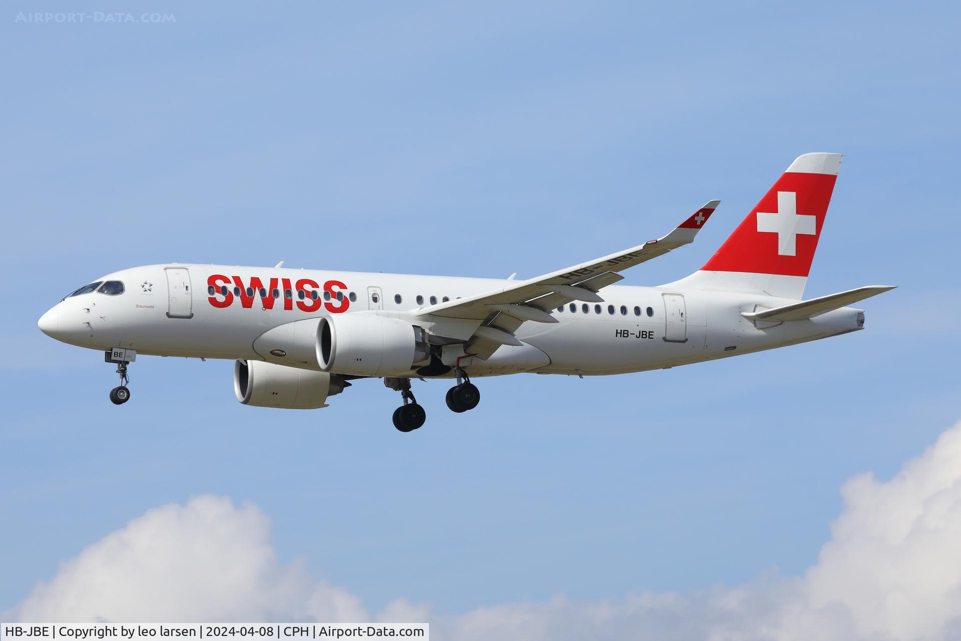 HB-JBE, 2016 Bombardier CSeries CS100 (BD-500-1A10) C/N 50014, Copenhagen 8.4.2024