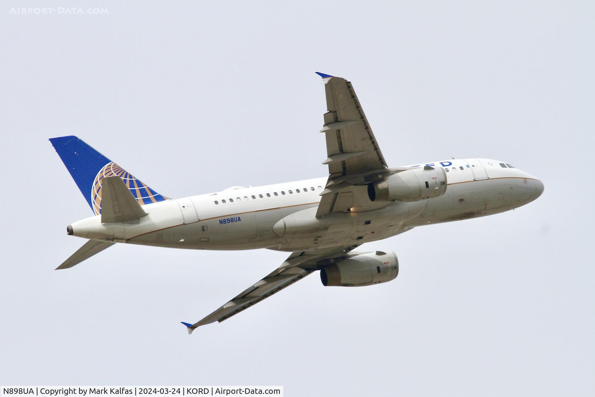N898UA, 2007 Airbus A319-132 C/N 3311, A319 United Airlines Airbus A319-132 N898UA UAL2421 ORD-MCI