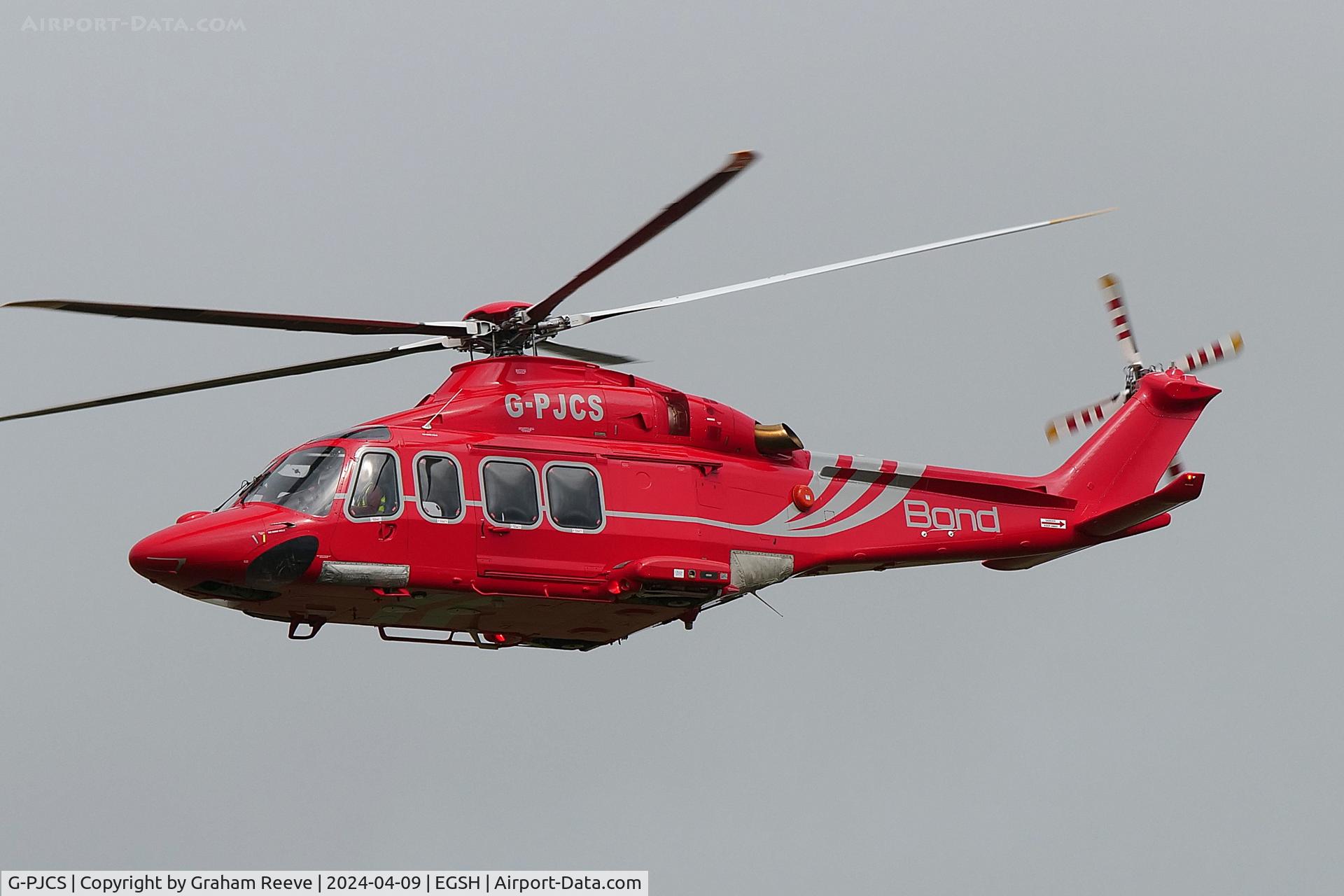 G-PJCS, 2009 AgustaWestland AW 139 C/N 41220, On approach to Norwich.