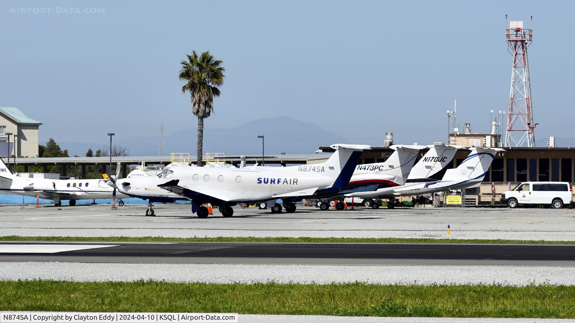 N874SA, 2015 Pilatus PC-12/47E C/N 1574, San Carlos Airport in California 2024.