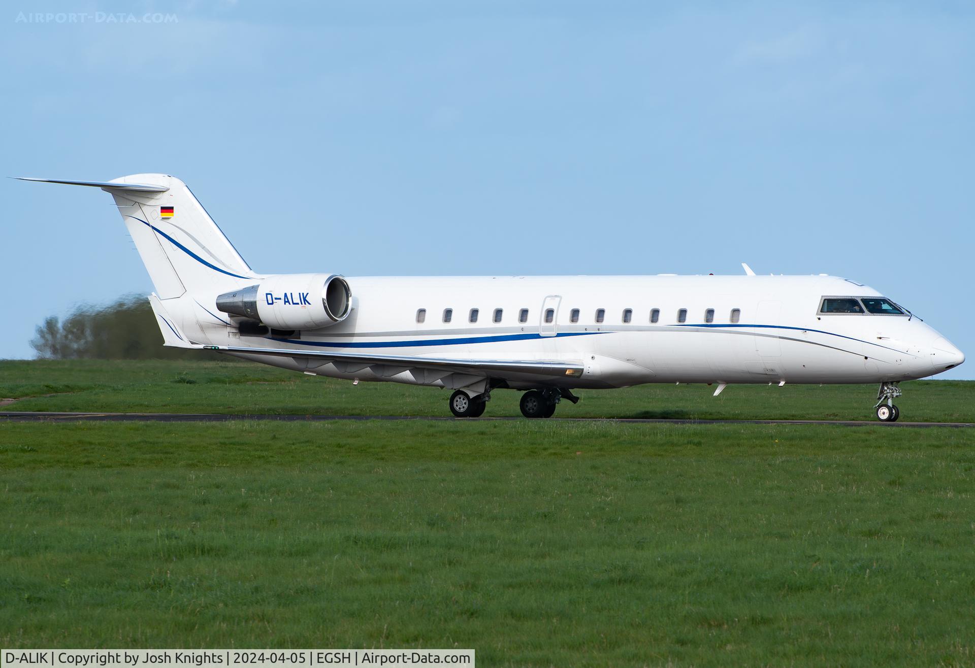 D-ALIK, 2006 Bombardier Challenger 850 (CL-600-2B19) C/N 8066, Arriving at Norwich.