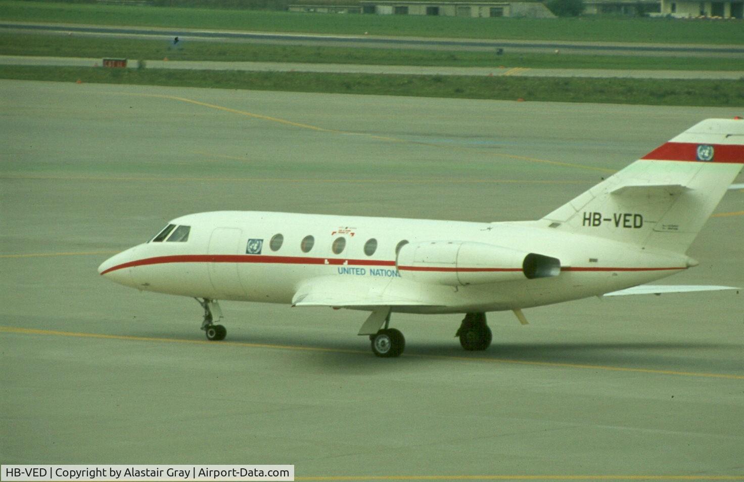 HB-VED, 1969 Dassault Falcon (Mystere) 20C C/N 162, This was taken at Geneva Airport in the late seventies.