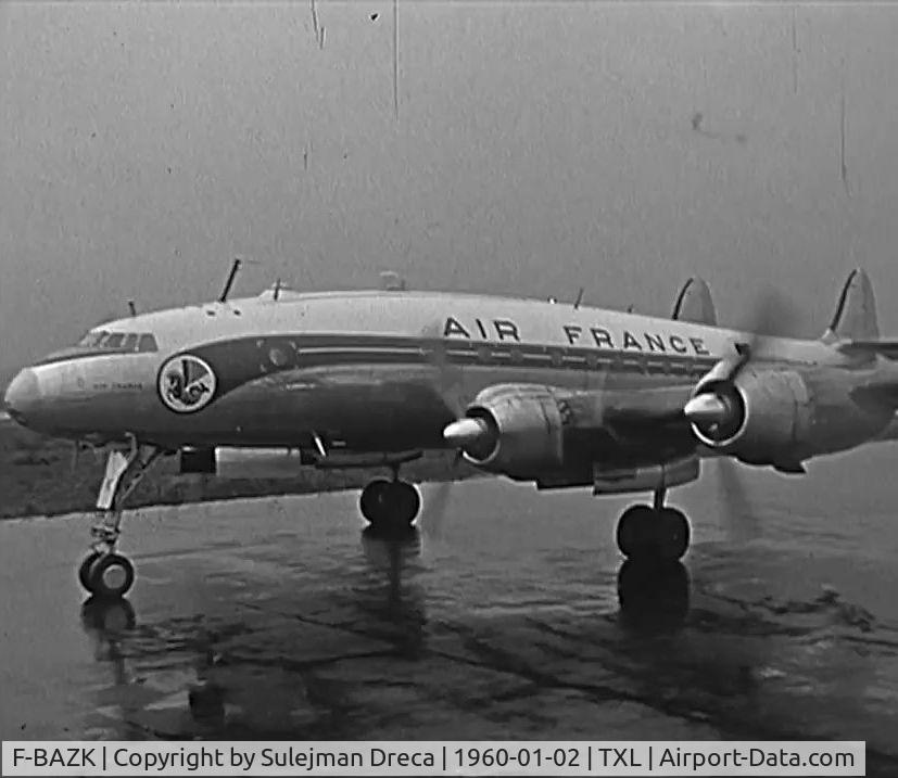 F-BAZK, 1947 Lockheed Constellation L.649/749 C/N 2515, First landing of an airplane (F-BAZK) at Berlin Tegel on >January 2nd, 1960.