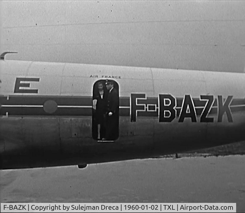 F-BAZK, 1947 Lockheed Constellation L.649/749 C/N 2515, First landing of an airplane (F-BAZK) at Berlin Tegel on >January 2nd, 1960.