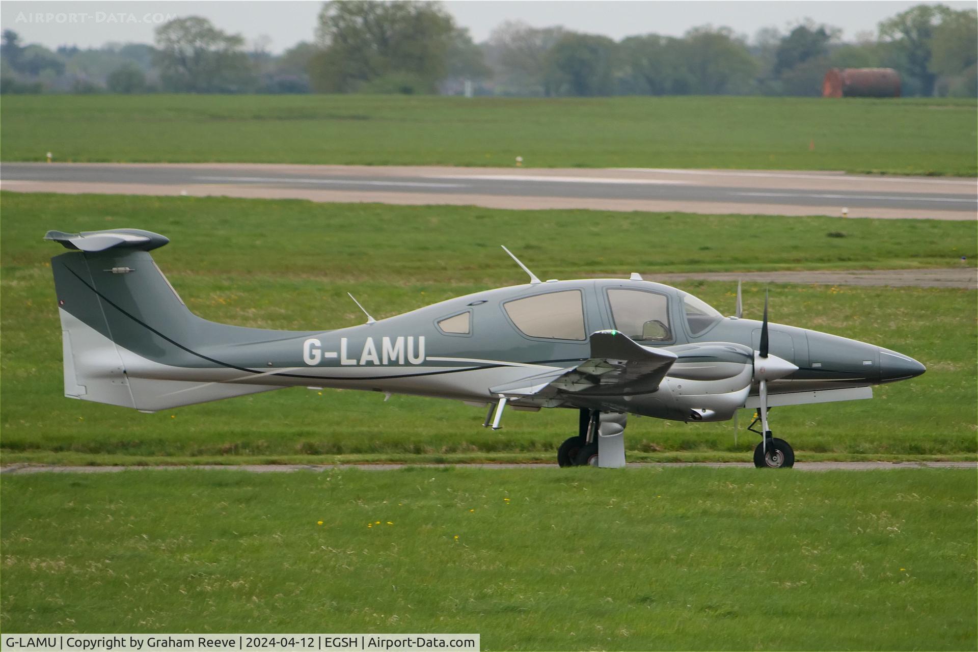 G-LAMU, 2017 Diamond DA-62 C/N 62.068, Departing from Norwich.