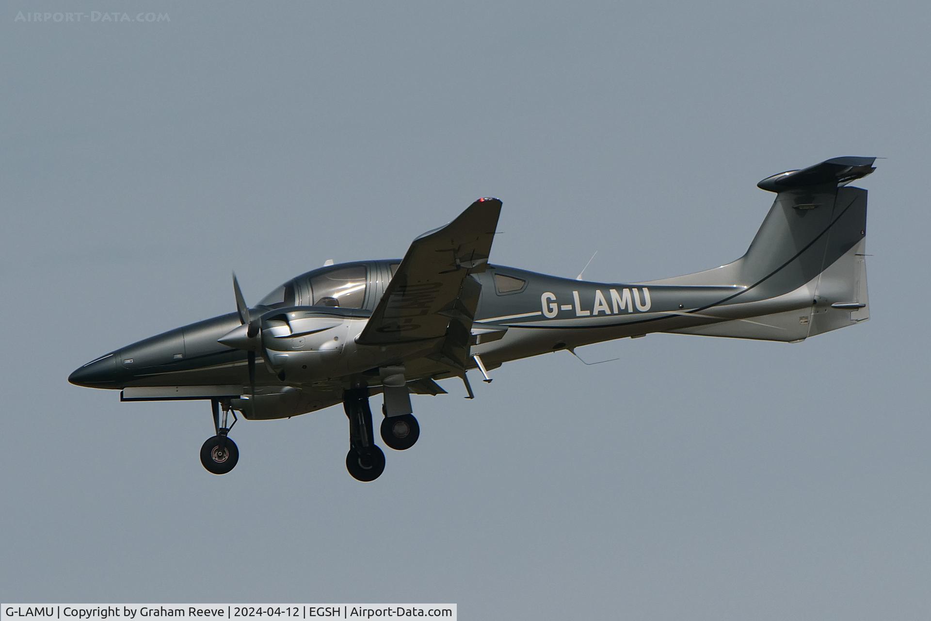 G-LAMU, 2017 Diamond DA-62 C/N 62.068, On approach to Norwich.