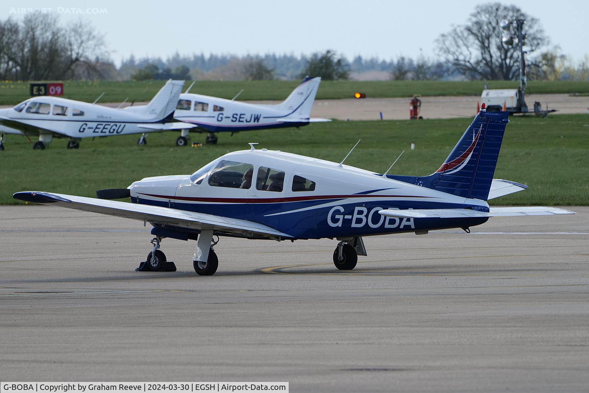 G-BOBA, 1978 Piper PA-28R-201 Cherokee Arrow III C/N 28R-7837232, Parked at Norwich.