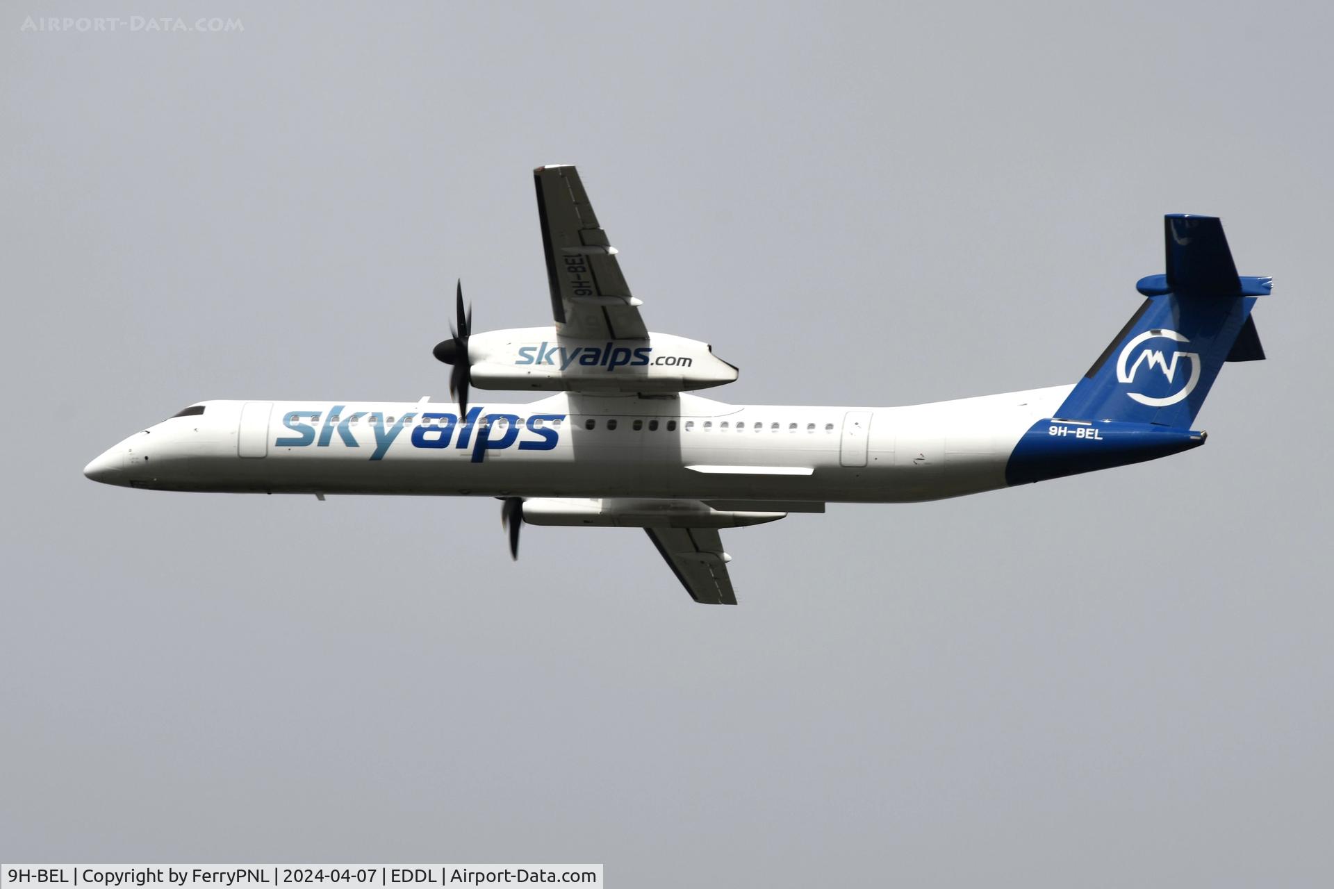 9H-BEL, 2008 De Havilland Canada DHC-8-400 Dash 8 C/N 4230, Departure of Skyalps DHC8