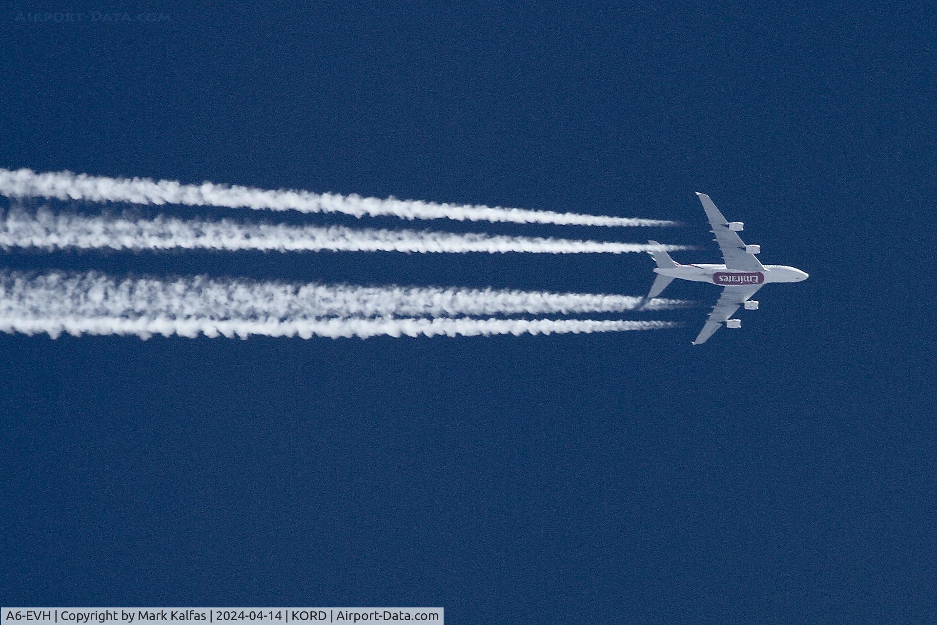 A6-EVH, 2018 Airbus A380-842 C/N 257, A388 Emirates Airbus 380-842 A6-EVH  UAE211 OMDB-KIAH, FL400 over KORD