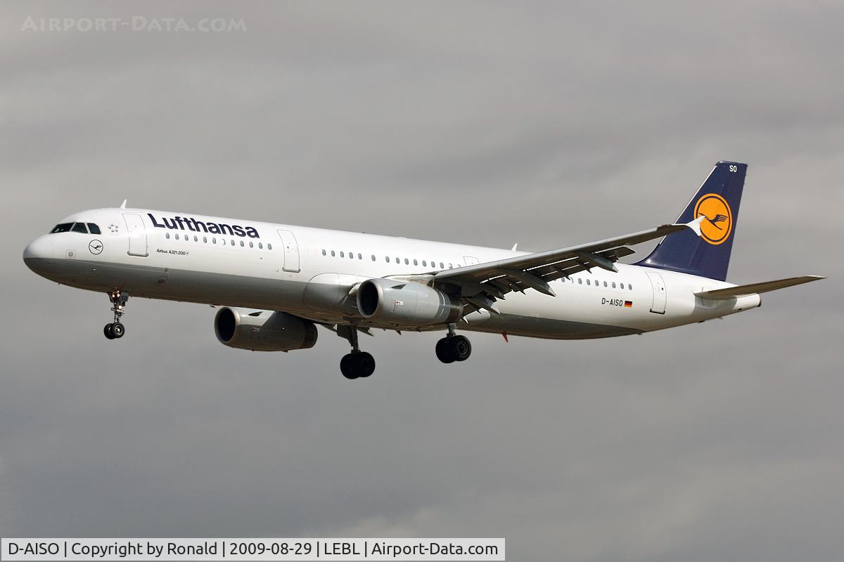 D-AISO, 2008 Airbus A321-231 C/N 3625, at bcn