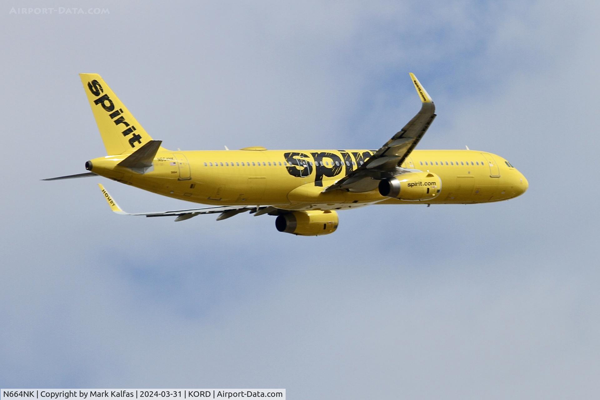 N664NK, 2016 Airbus A321-231 C/N 7021, A321 Spirit Airlines Airbus A321-231 N664NK NKS857 ORD-LGA