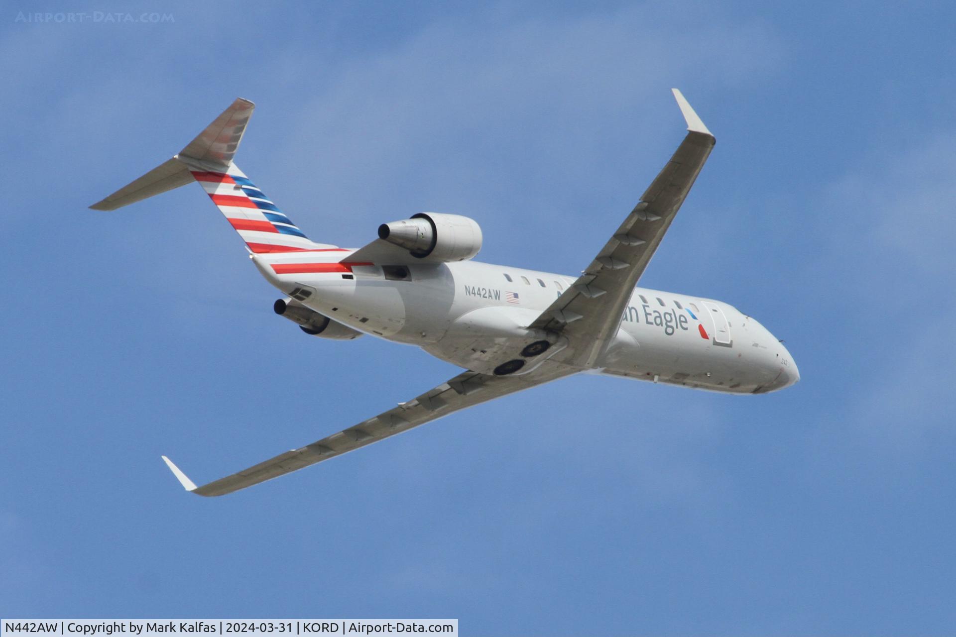 N442AW, 2003 Bombardier CRJ-200LR (CL-600-2B19) C/N 7778, CRJ2 Air Wisconsin/American Eagle Canadair Regional Jet CRJ-200 N442AW AWI6087  ORD-MSP