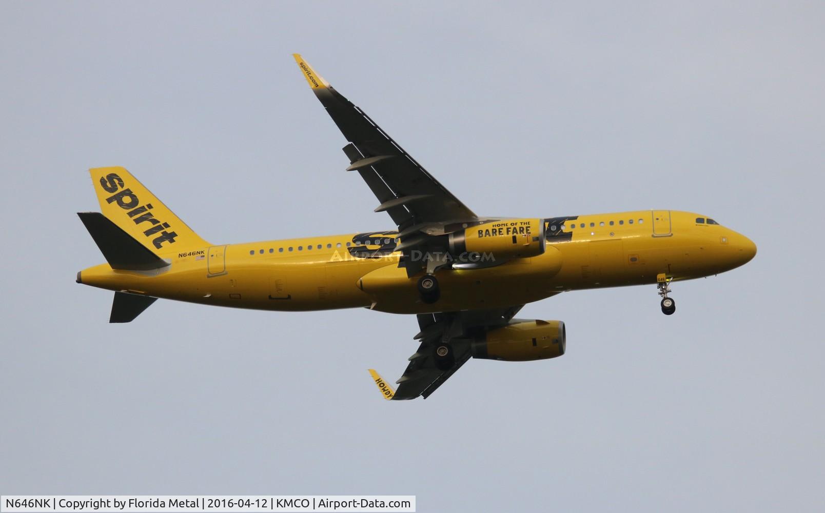 N646NK, 2016 Airbus A320-232 C/N 7062, NKS A320 yellow zx DTW-MCO