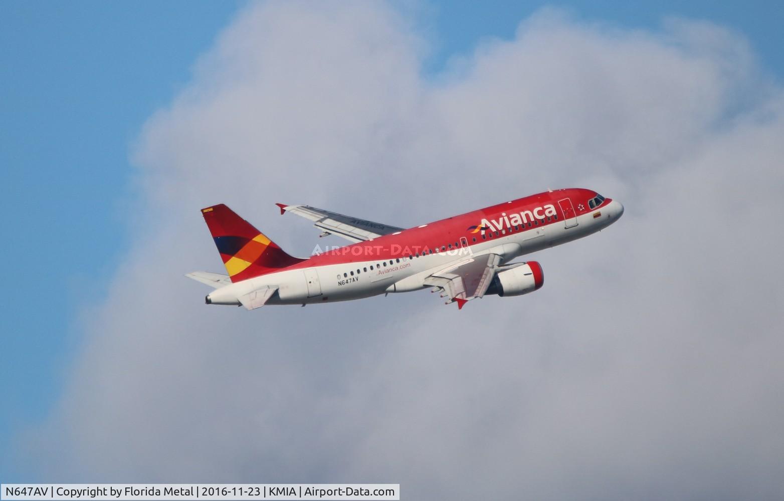 N647AV, 2008 Airbus A319-115 C/N 3647, AVA A319 zx MIA-MDE