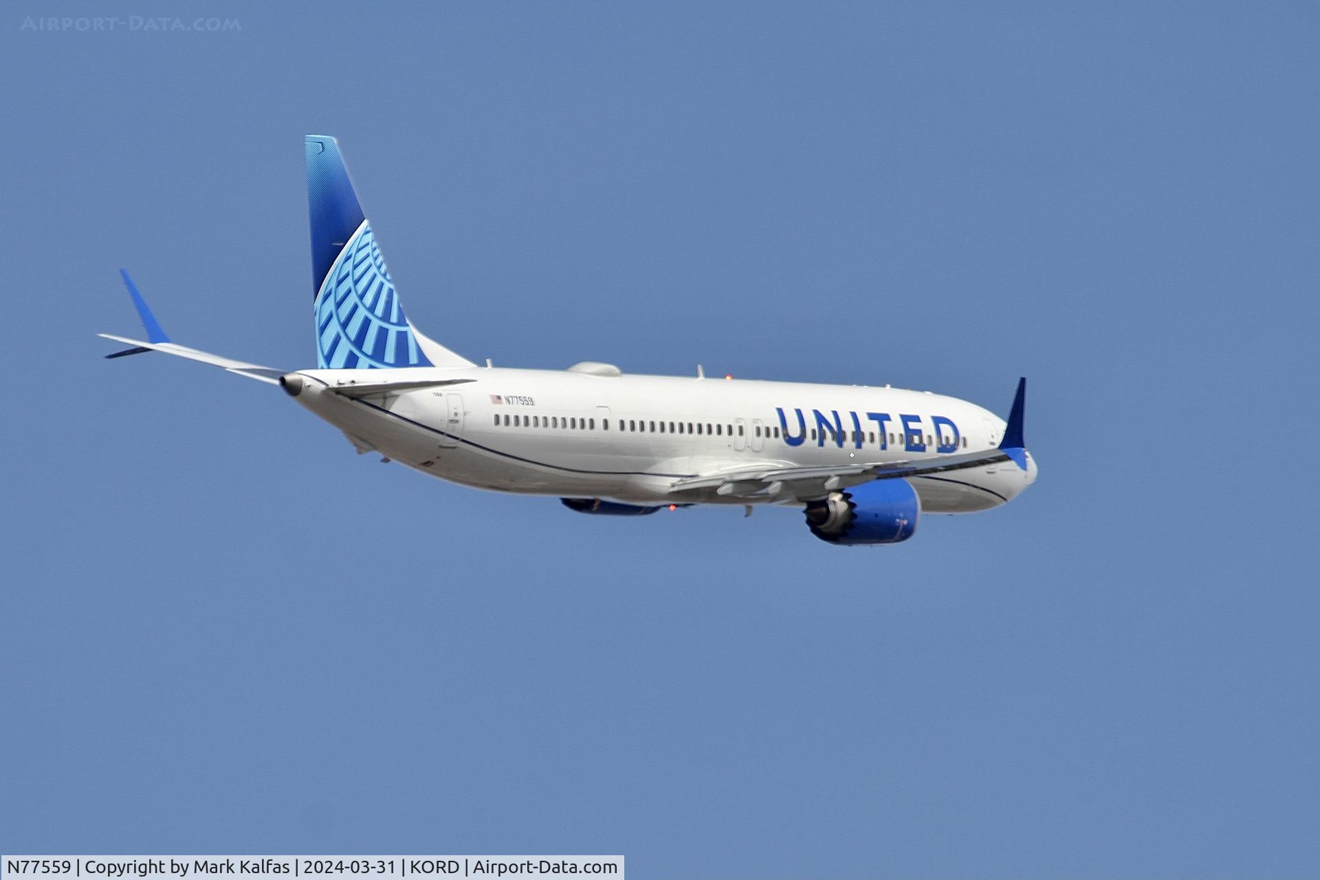 N77559, 2023 Boeing 737-9 MAX C/N 67183, B39M United Airlines Boeing 737-9 MAX N77559 UAL1195 ORD-IAH