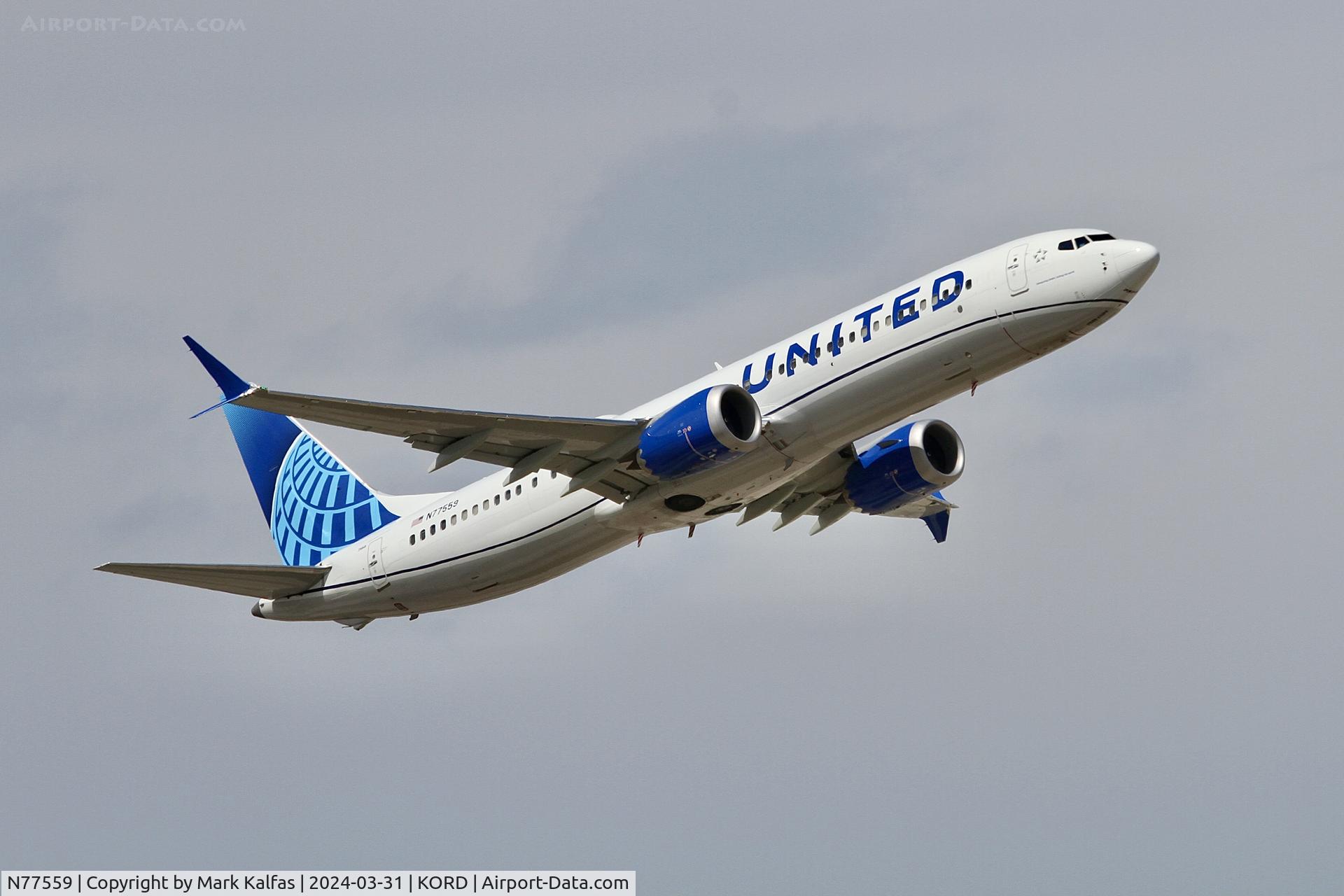 N77559, 2023 Boeing 737-9 MAX C/N 67183, B39M United Airlines Boeing 737-9 MAX N77559 UAL1195 ORD-IAH