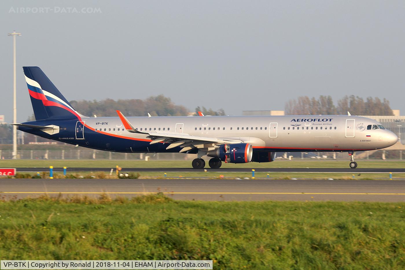 VP-BTK, 2018 Airbus A321-211 C/N 7934, at spl