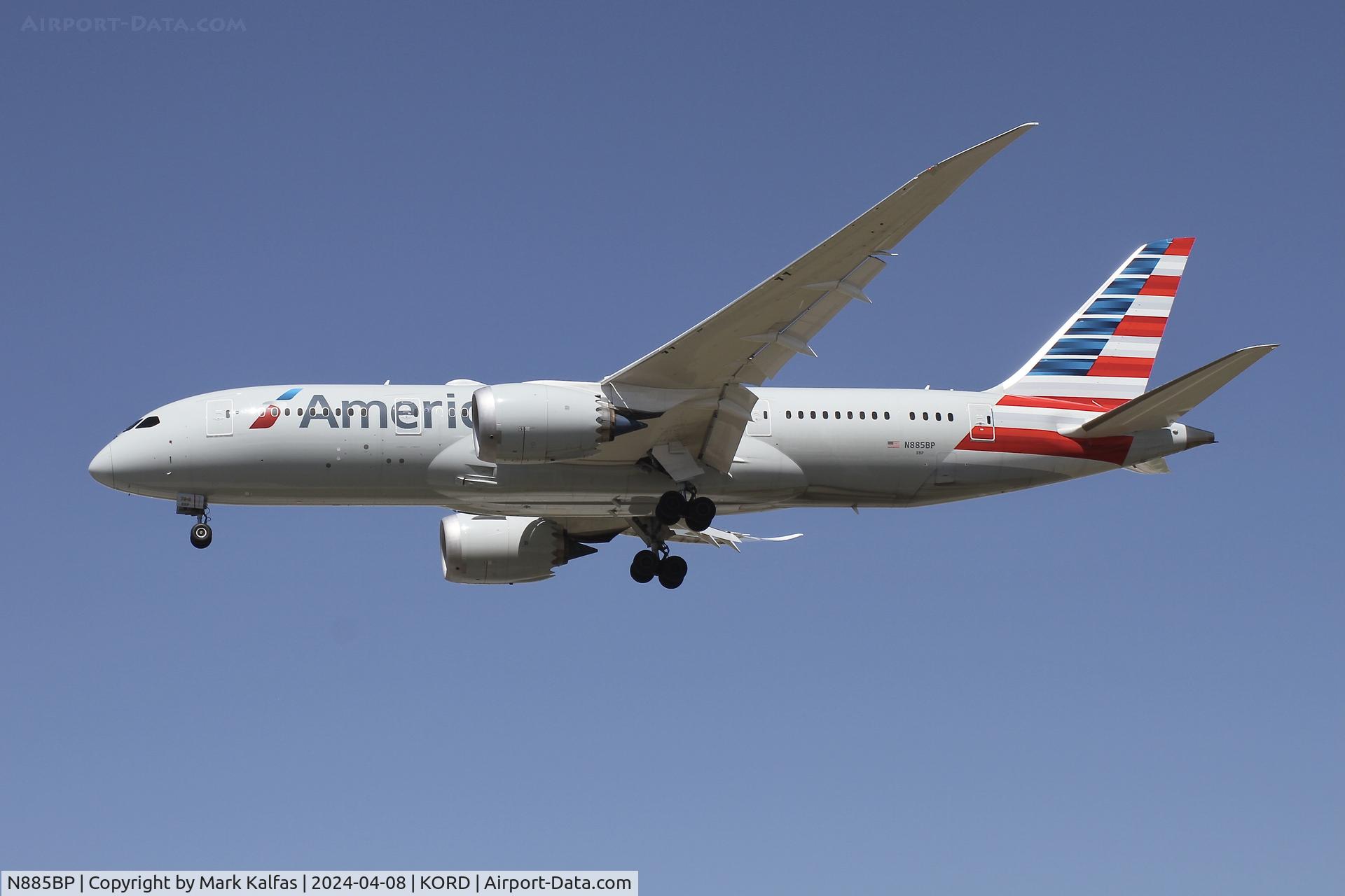 N885BP, 2023 Boeing 787-8 Dreamliner C/N 66005, B788 American Airlines  Boeing 787-8 Dreamliner  N885BP AAL41 LEBL-KORD