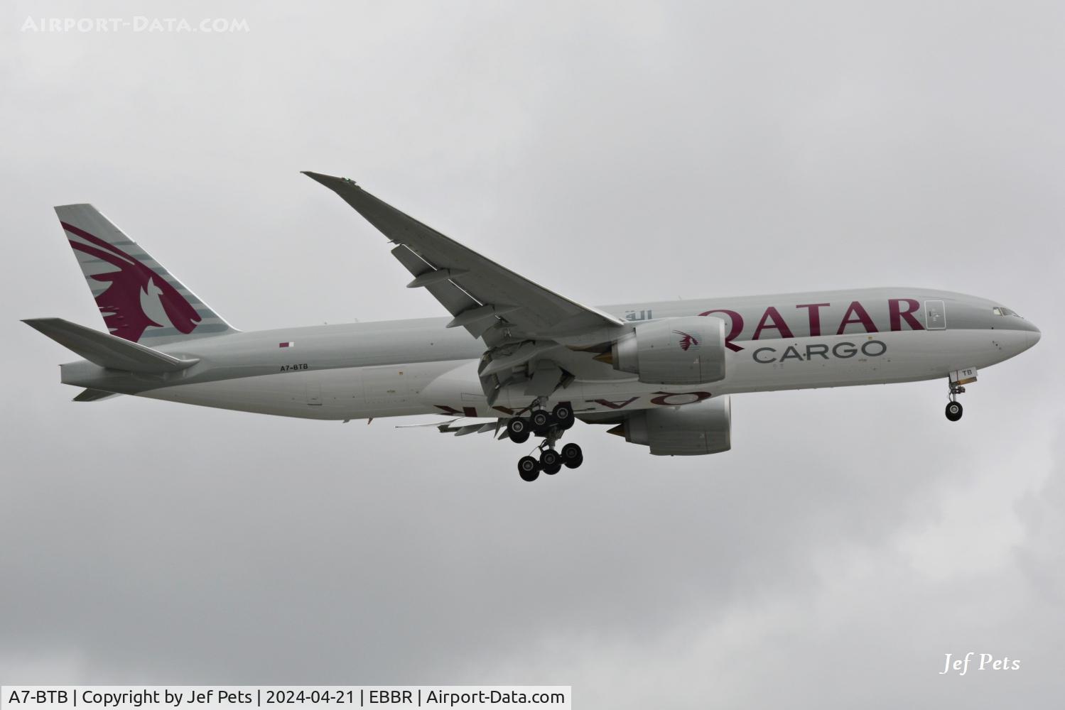 A7-BTB, 2024 Boeing 777-F C/N 68064, Landing at Brussels Airport.