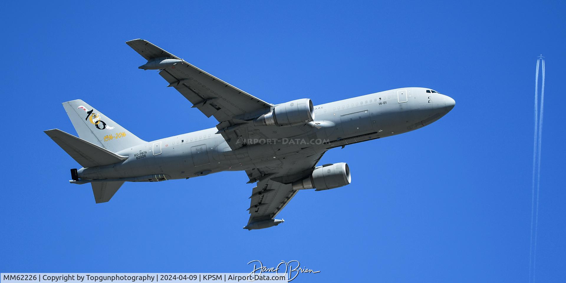 MM62226, 2003 Boeing 767-2EY C/N 33686, IAM1424, the tanker for IAM0601 Flight departs off RW16