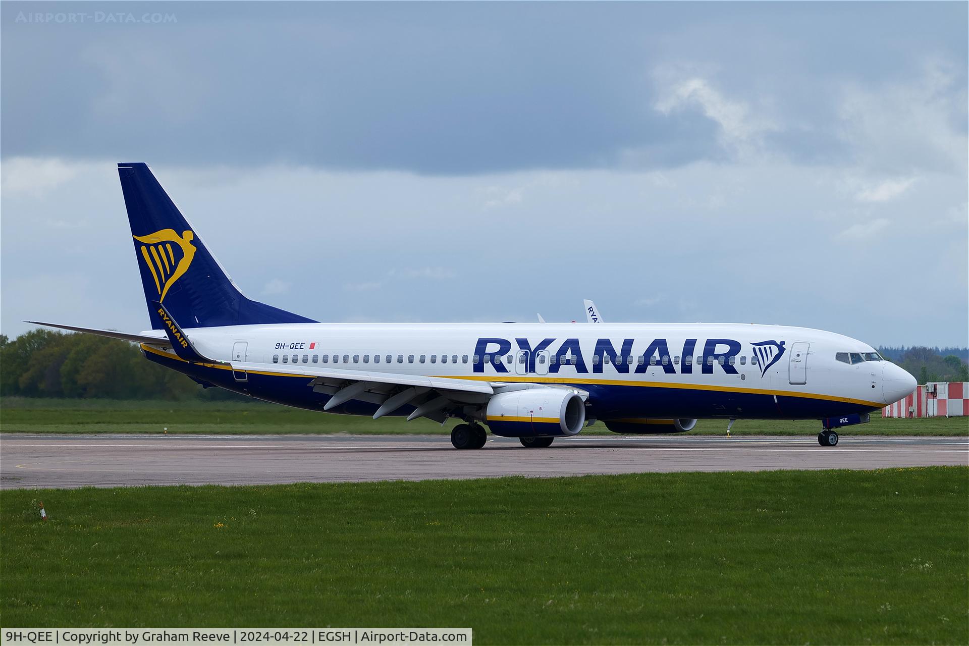 9H-QEE, 2018 Boeing 737-800 C/N 44819, Just landed at Norwich.