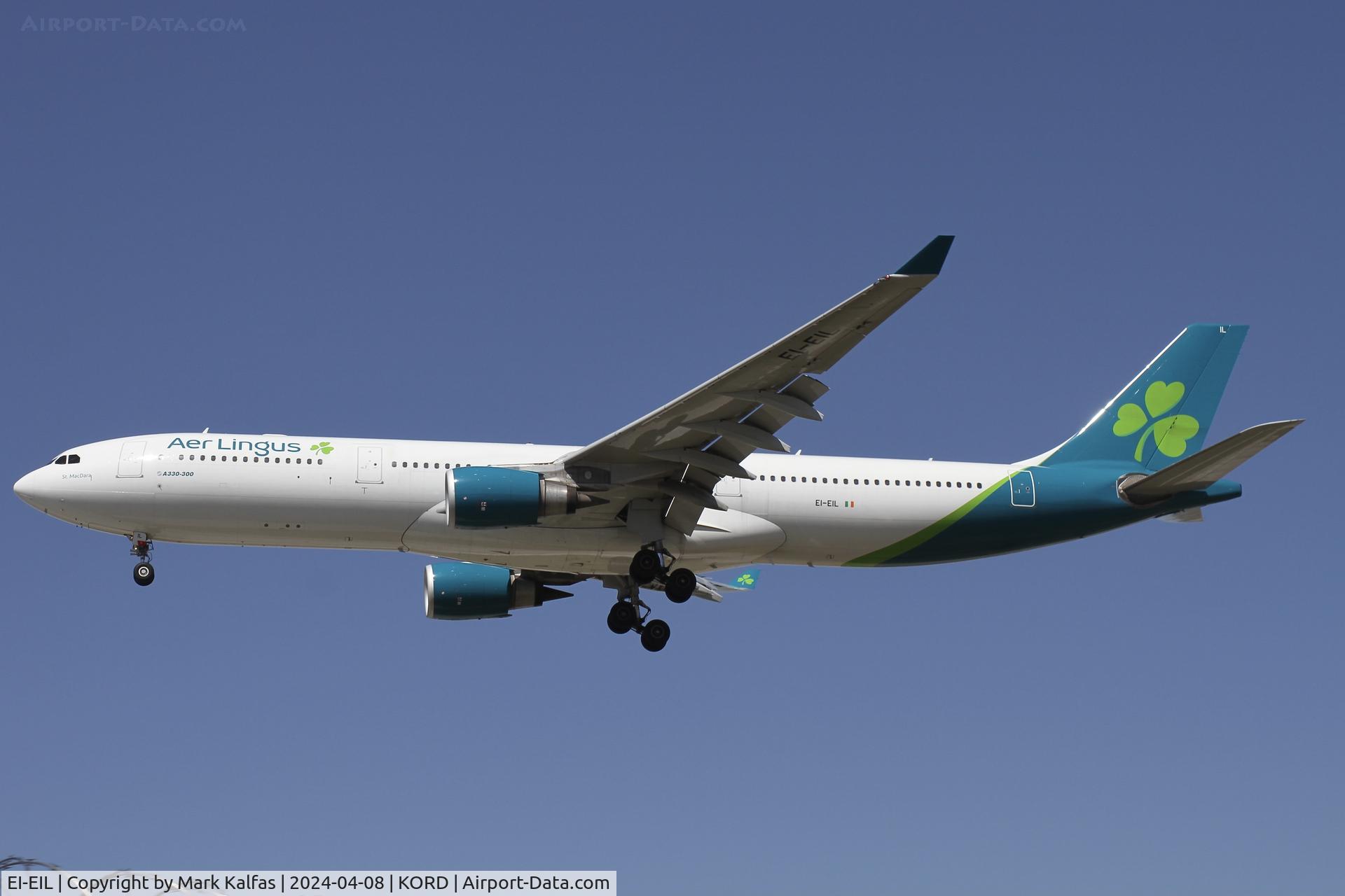 EI-EIL, 2007 Airbus A330-302 C/N 893, A333 Aer Lingus Airbus A330-302 EI-EIL EIN123 EIDW-KORD, landing 28C KORD during the solar eclipse