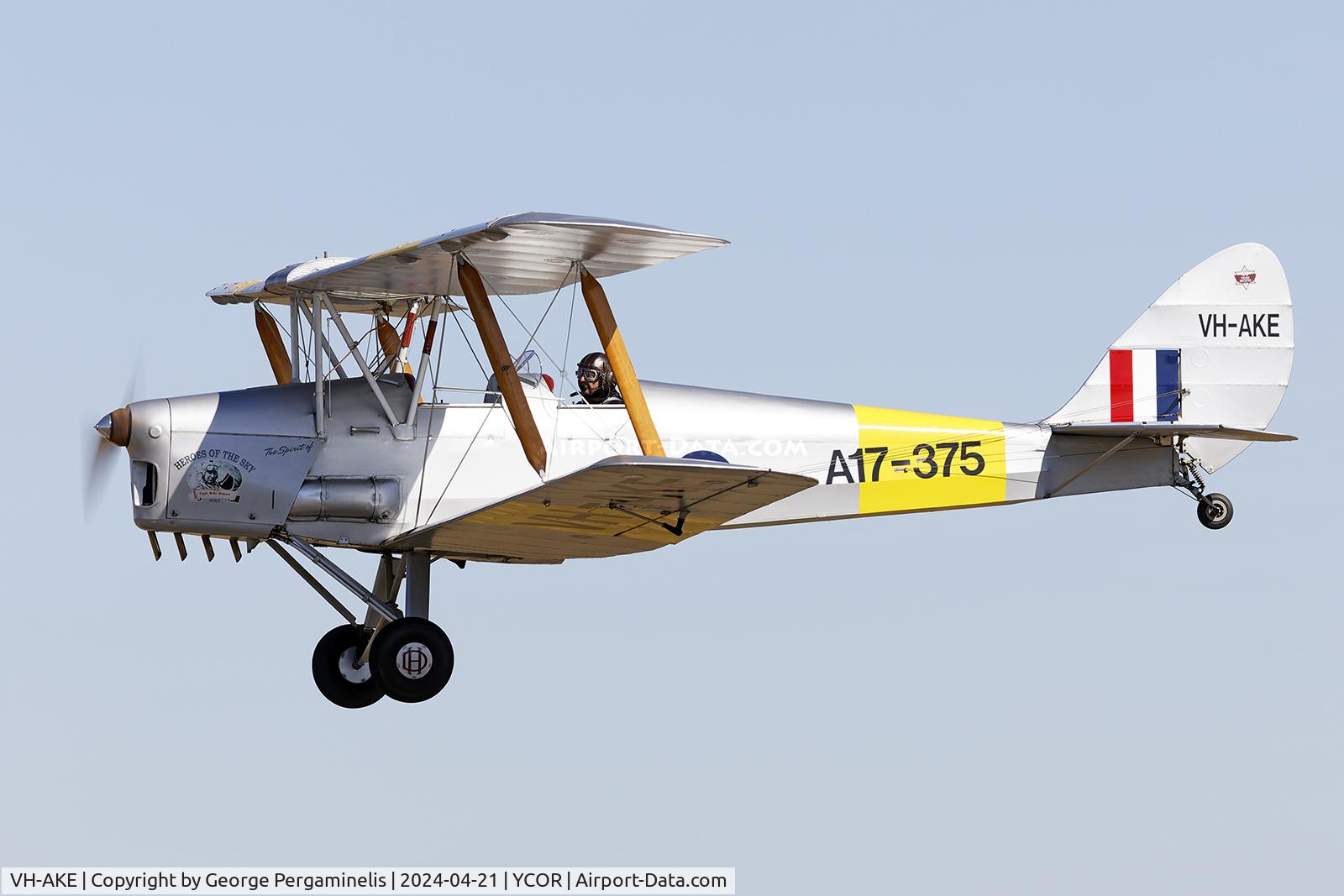 VH-AKE, 1941 De Havilland Australia DH-82A Tiger Moth C/N DHA416, Antique Aeroplane Association of Australia National Fly-in 2024.