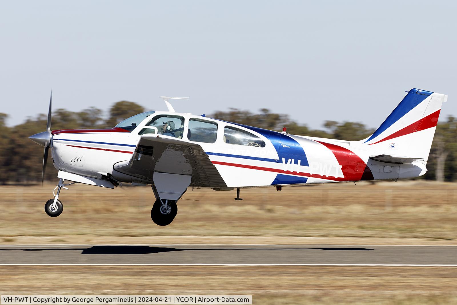 VH-PWT, 1968 Beech E33 Bonanza C/N CD-1150, Antique Aeroplane Association of Australia National Fly-in 2024.