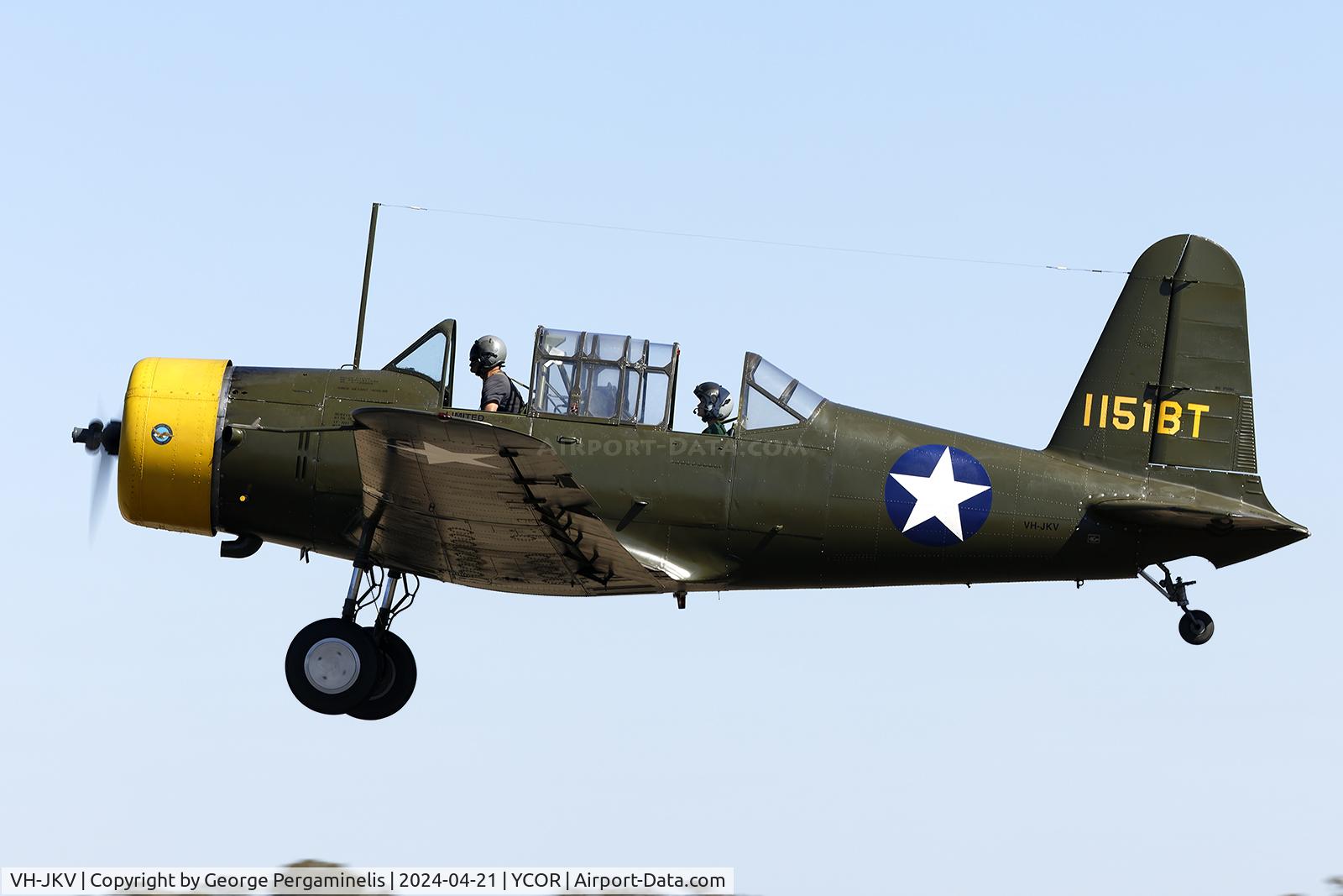 VH-JKV, 1942 Consolidated BT-13A Valiant C/N 7710, Antique Aeroplane Association of Australia National Fly-in 2024.