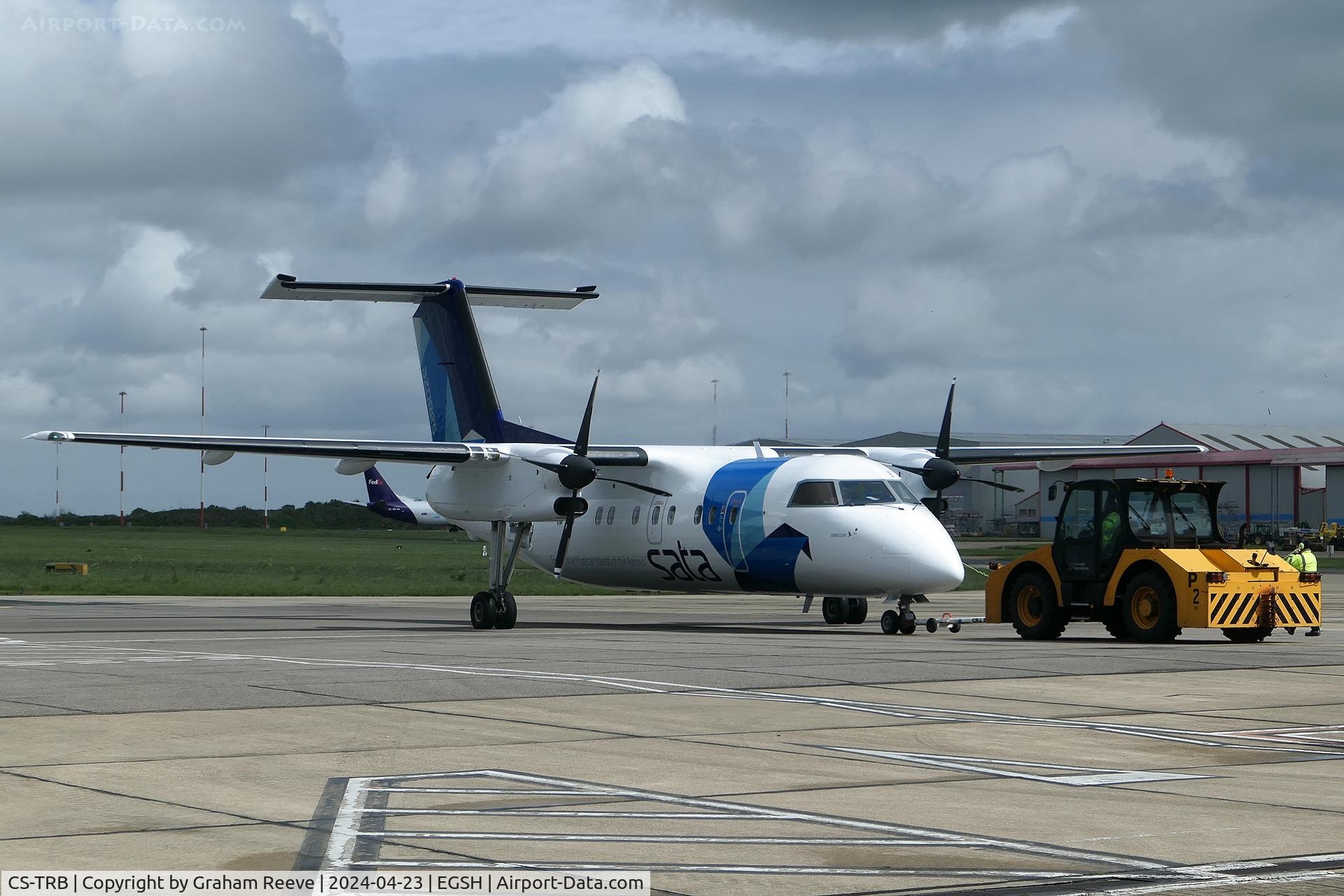 CS-TRB, 1997 De Havilland Canada DHC-8-202 Dash 8 Dash 8 C/N 476, Push back at Norwich.