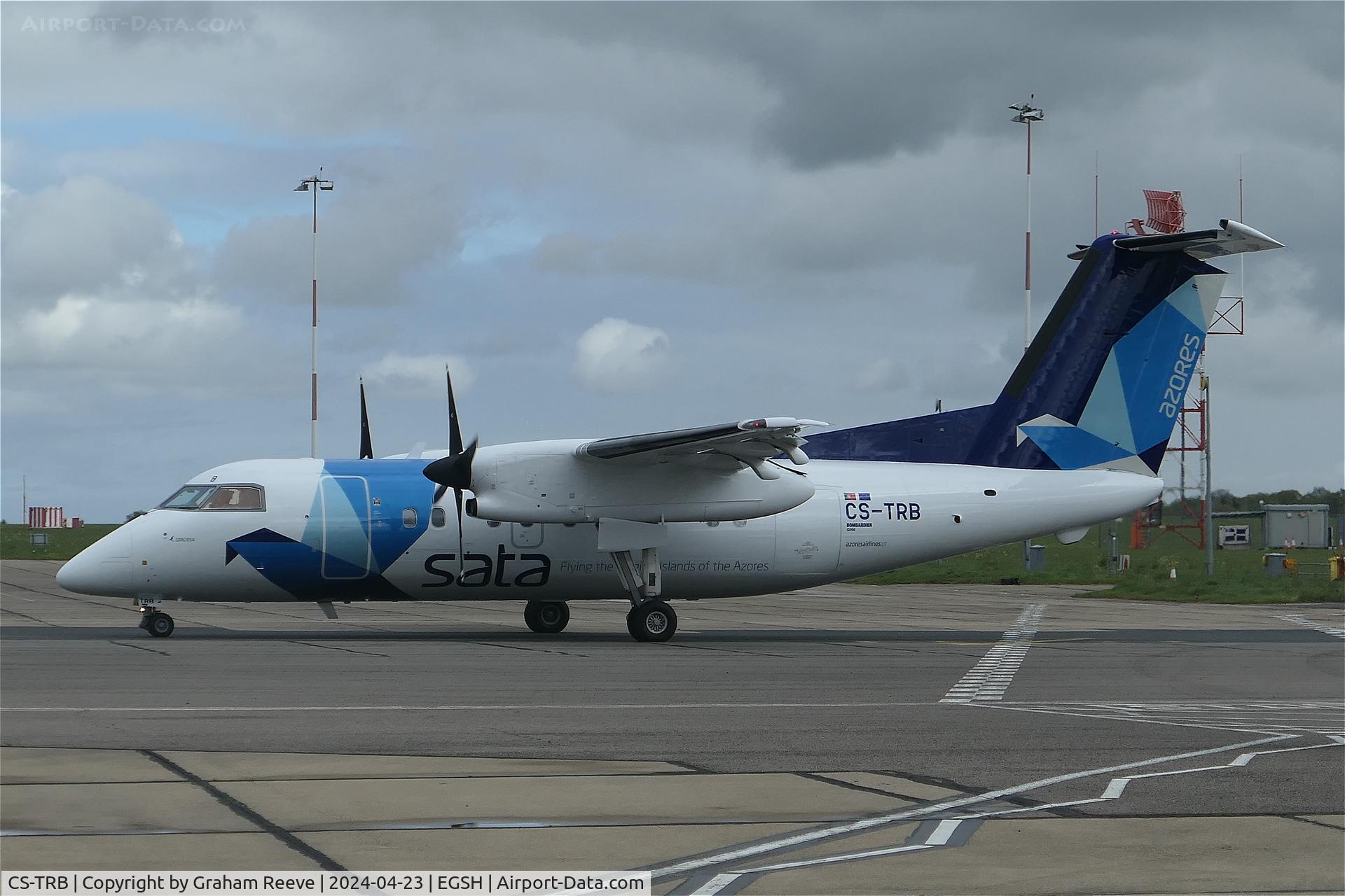 CS-TRB, 1997 De Havilland Canada DHC-8-202 Dash 8 Dash 8 C/N 476, Departing from Norwich.