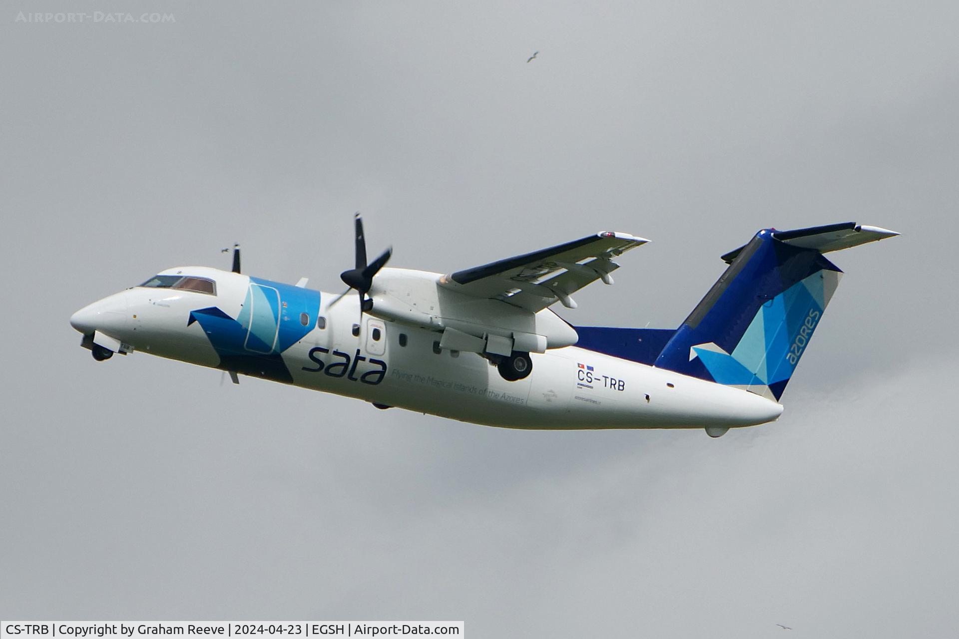 CS-TRB, 1997 De Havilland Canada DHC-8-202 Dash 8 Dash 8 C/N 476, Departing from Norwich.