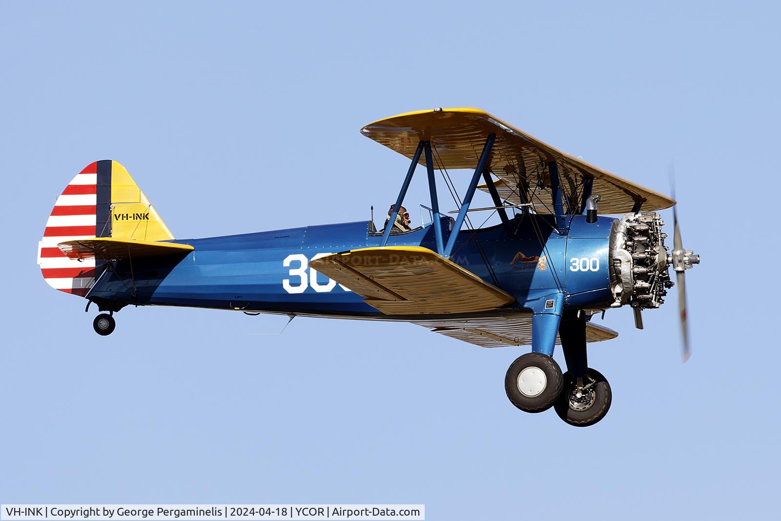 VH-INK, 1943 Boeing A75L300 C/N 75-7041, Antique Aeroplane Association of Australia National Fly-in 2024.
