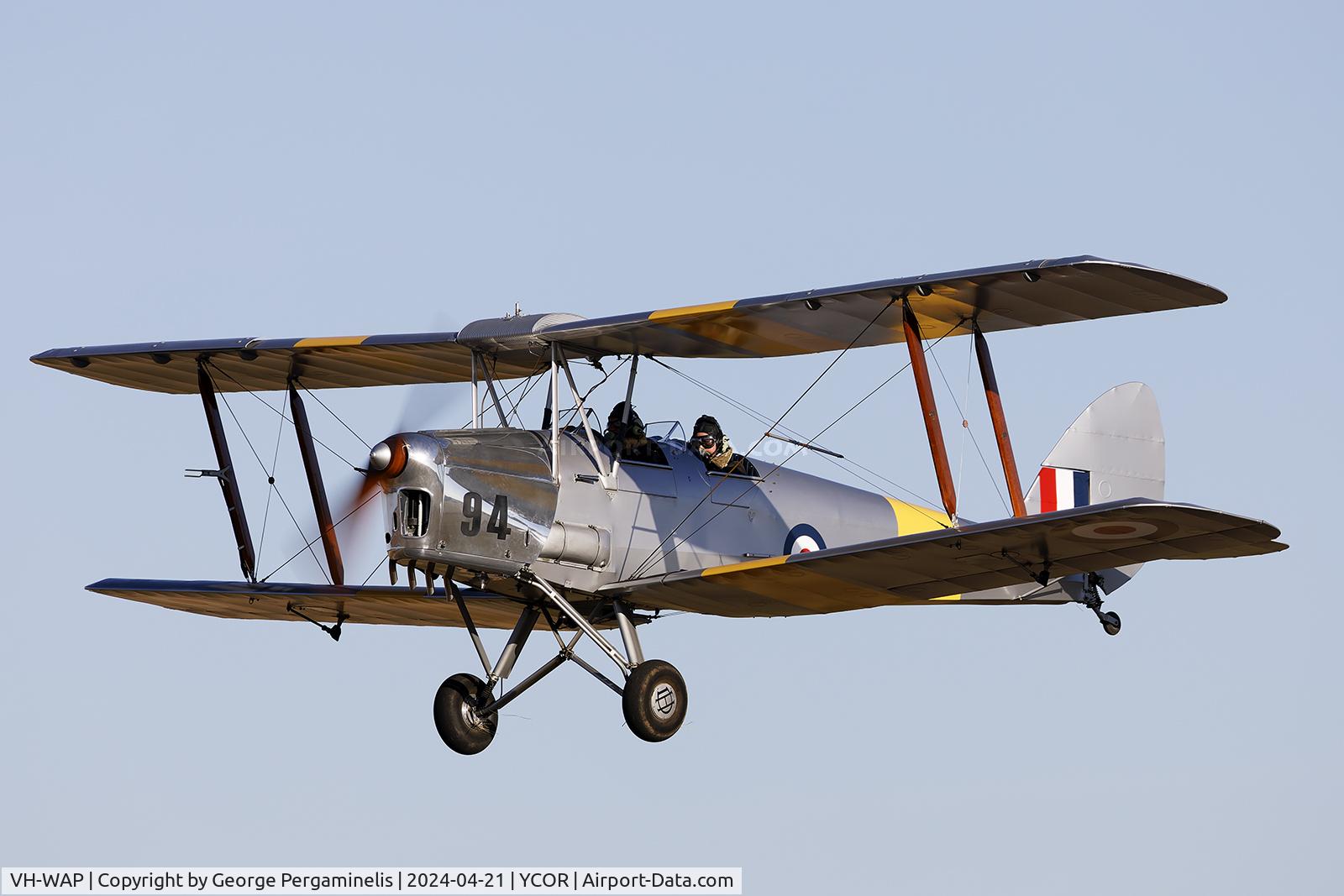 VH-WAP, 1942 De Havilland Australia DH-82A Tiger Moth C/N DHA826, Antique Aeroplane Association of Australia National Fly-in 2024.