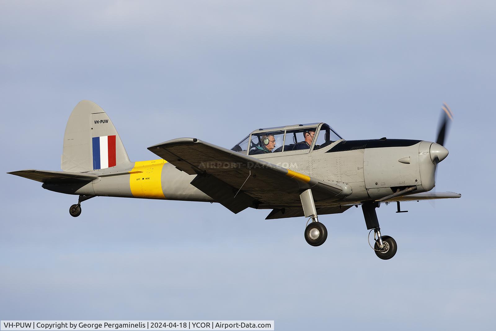 VH-PUW, 1950 De Havilland DHC-1 Chipmunk 22 C/N C1/0572, Antique Aeroplane Association of Australia National Fly-in 2024.