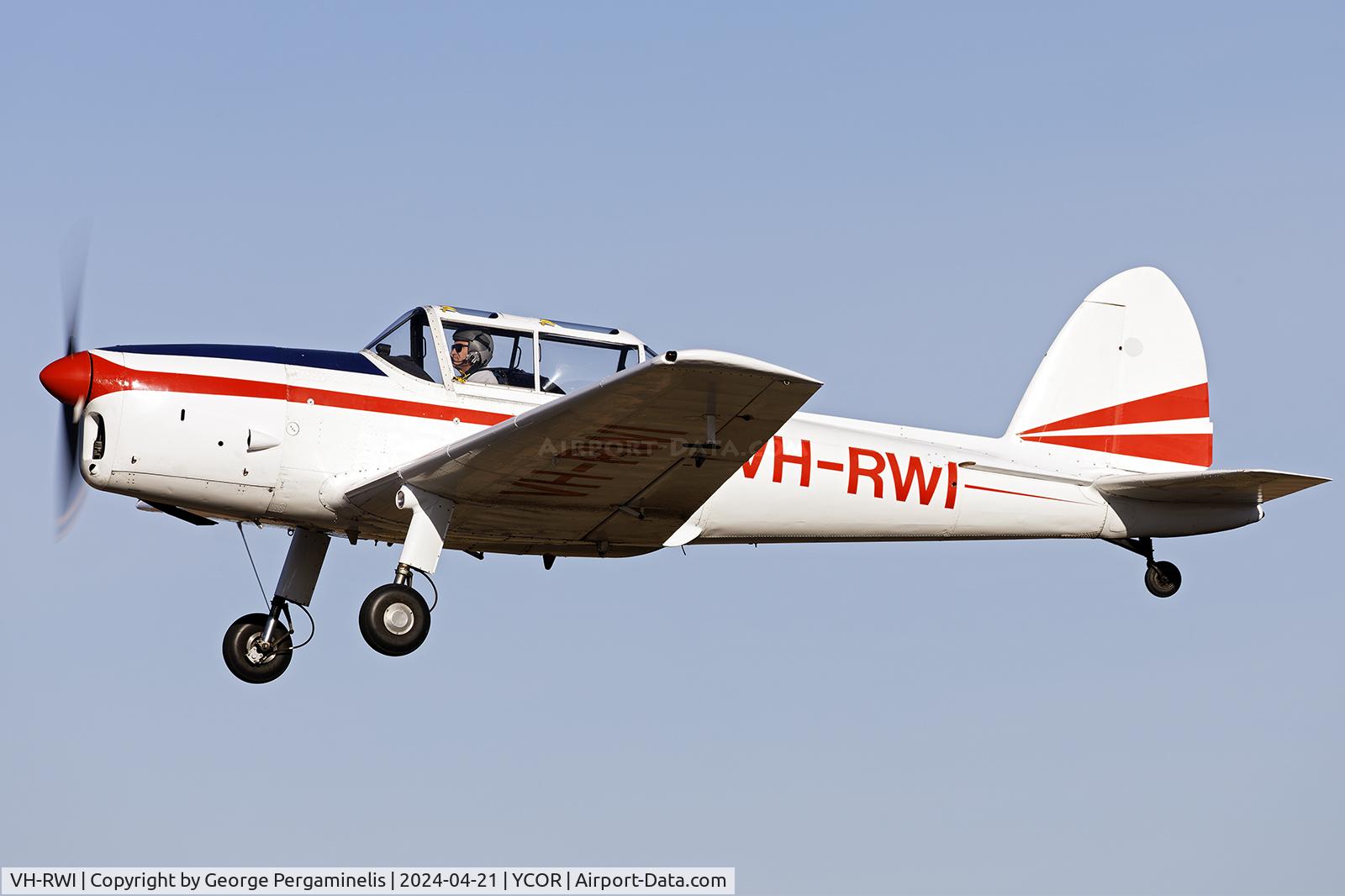 VH-RWI, 1950 De Havilland DHC-1 Chipmunk 22A C/N C1/0164, Antique Aeroplane Association of Australia National Fly-in 2024.